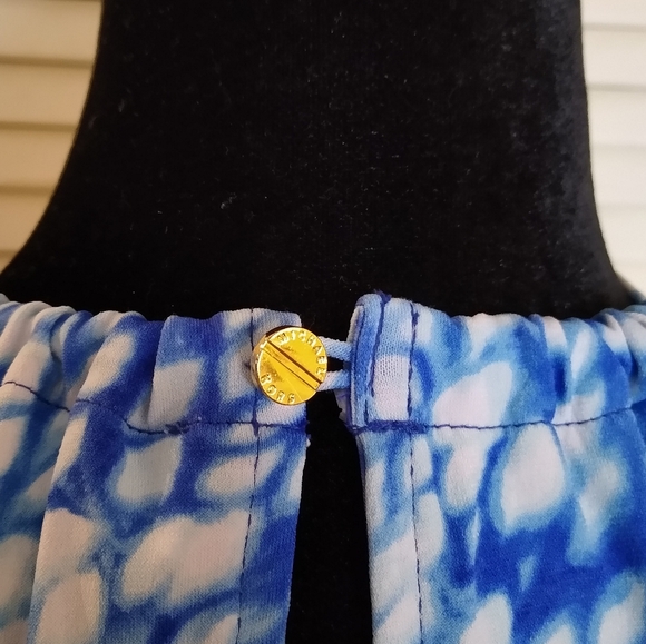 Michael Kors Blue Abstract Halter Blouse Keyhole Front Size S - Picture 5 of 12